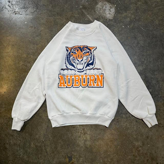 White Auburn Tiger Jerzees Crew