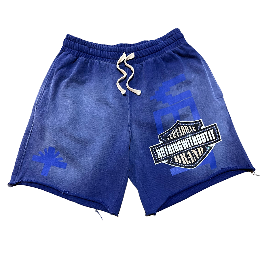 Vertebrae Blue Double Emblem Shorts