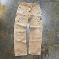 Carhartt B01-BRN Tan Distressed Paint-Splatter Double Knees