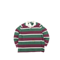 Polo by Ralph Lauren Rugby Shirt - Green/Burgundy Stripe (L)