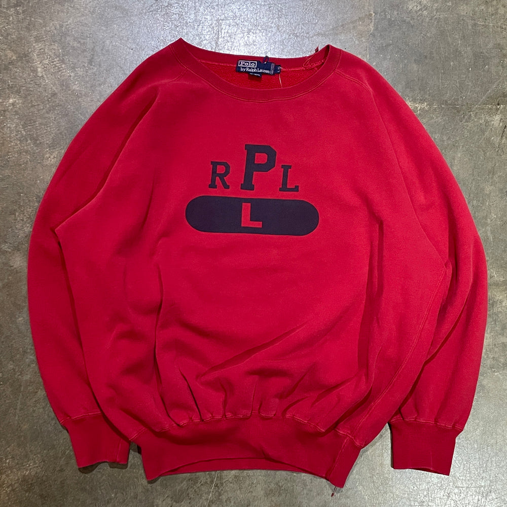 1990s Polo Ralph Lauren Red RPL Logo Sweatshirt (L)