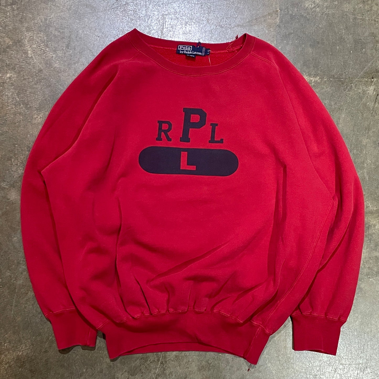 1990s Polo Ralph Lauren Red RPL Logo Sweatshirt (L)