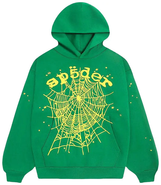 (Used) Sp5der Star OG Web V2 Hoodie Slime Green
