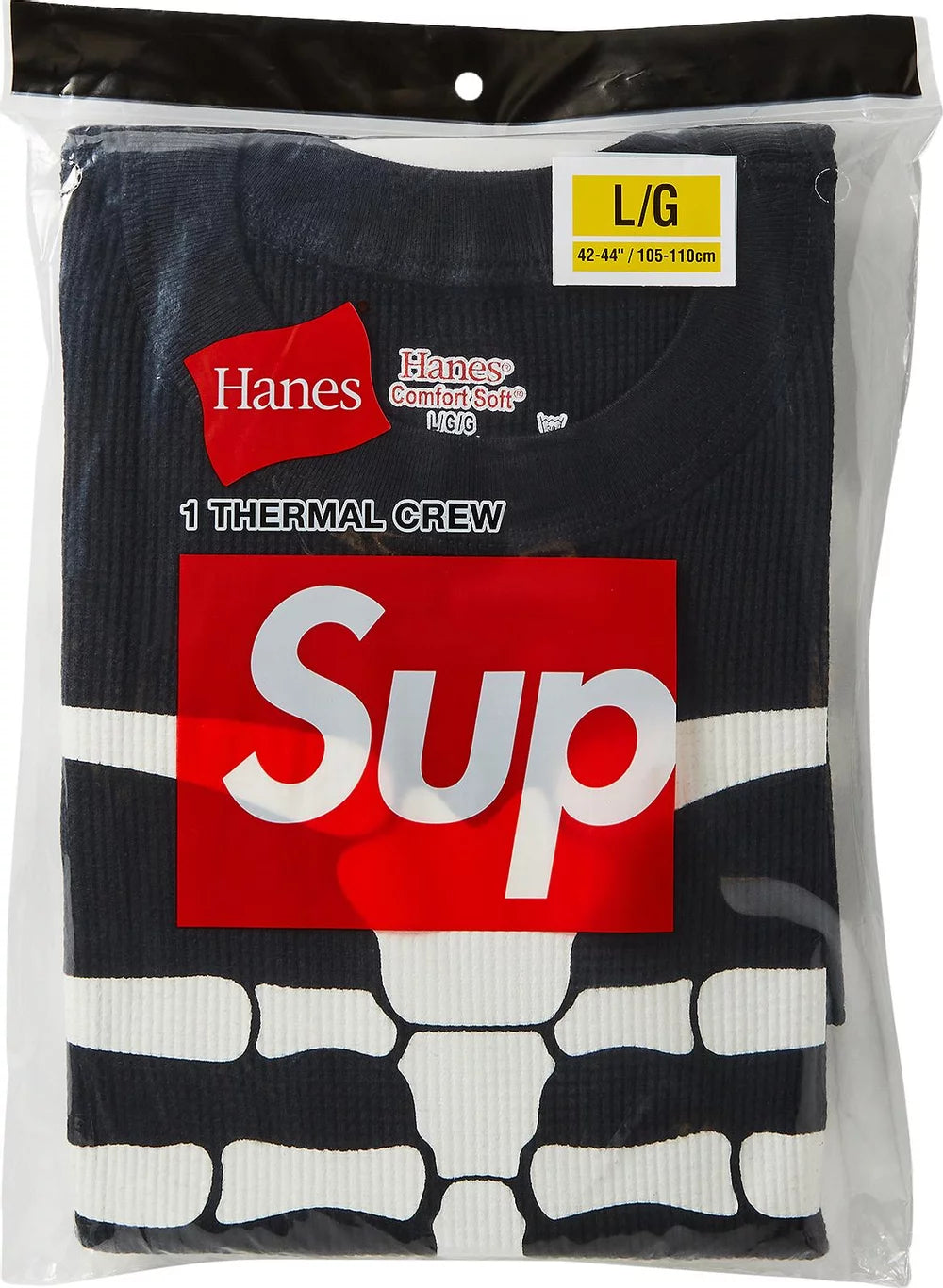 Supreme/Hanes Bones Black Thermal Crew