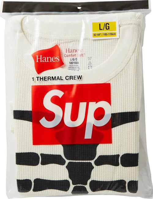 Supreme/Hanes Bones White Thermal Crew