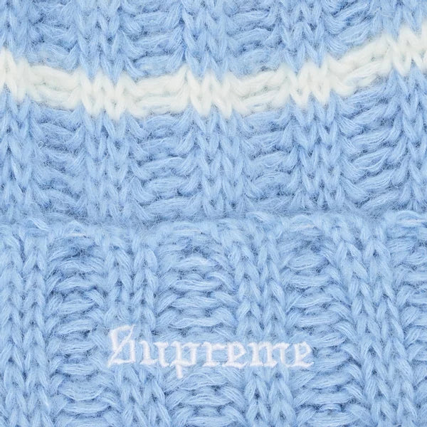 Supreme Brushed Stripe Beanie Light Blue