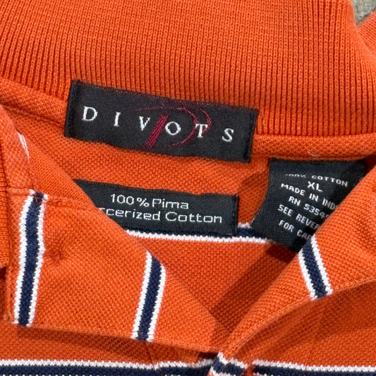 Auburn Orange and Navy Striped Divots Polo