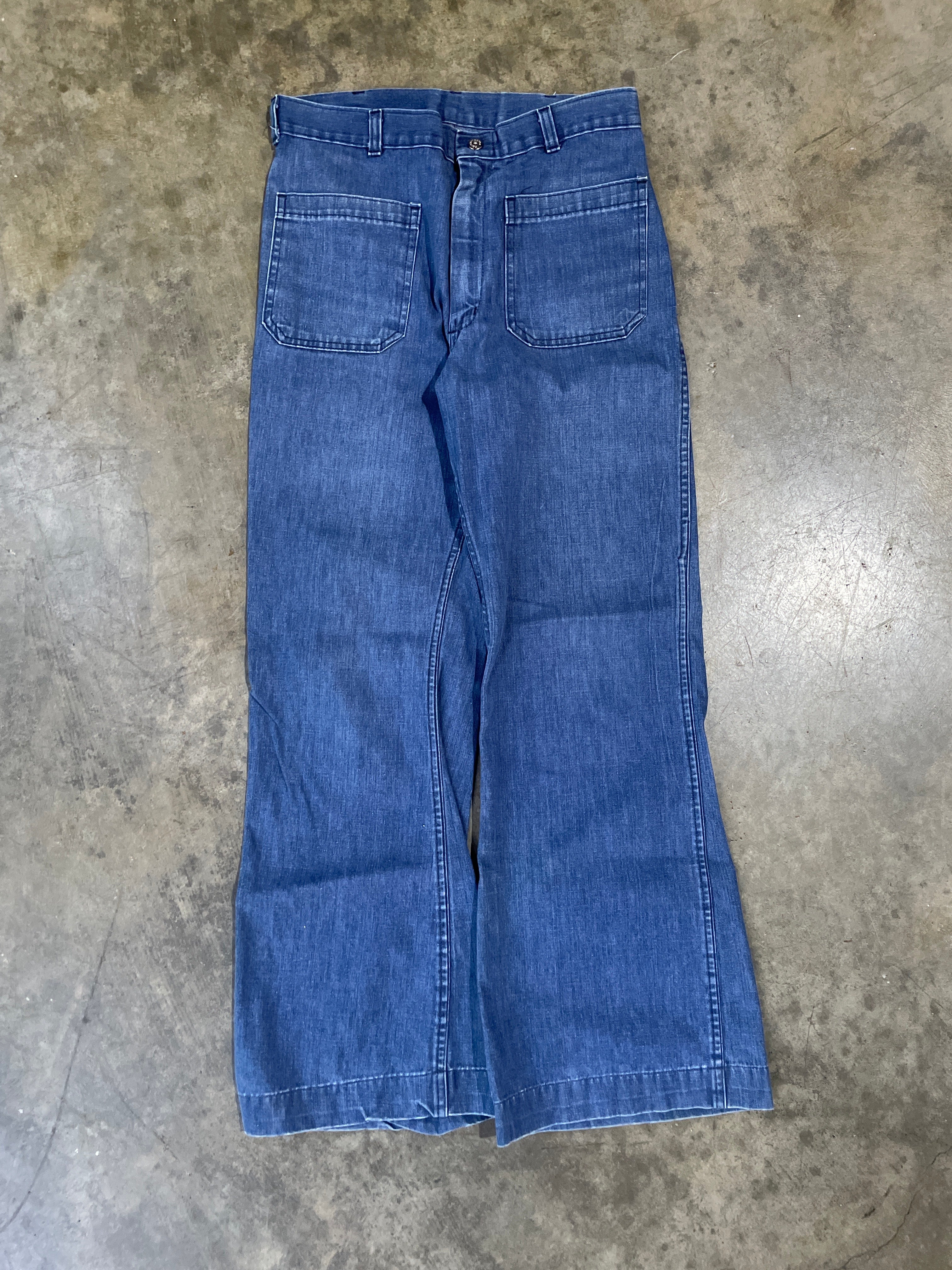 70s Navy dungaree Denim Flares