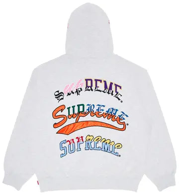 Supreme Multi Logos Hooded Sweatshirt Ash Grey