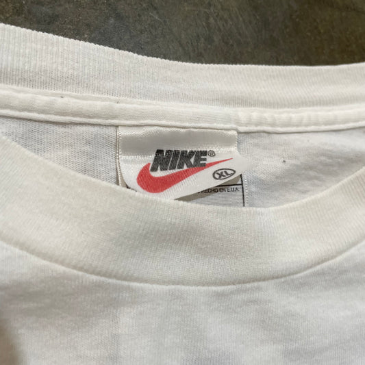 White Nike LS Spellout Tee