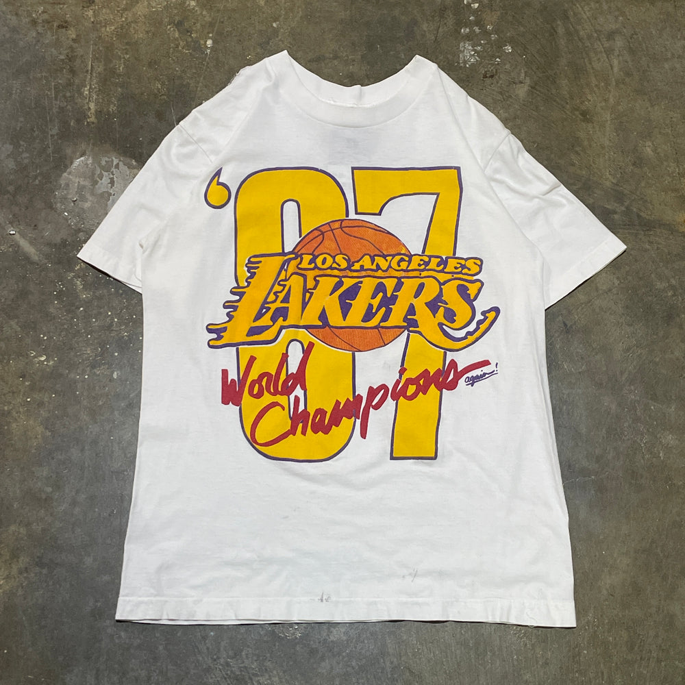 White 1987 Los Angeles Lakers World Champions Again Tee