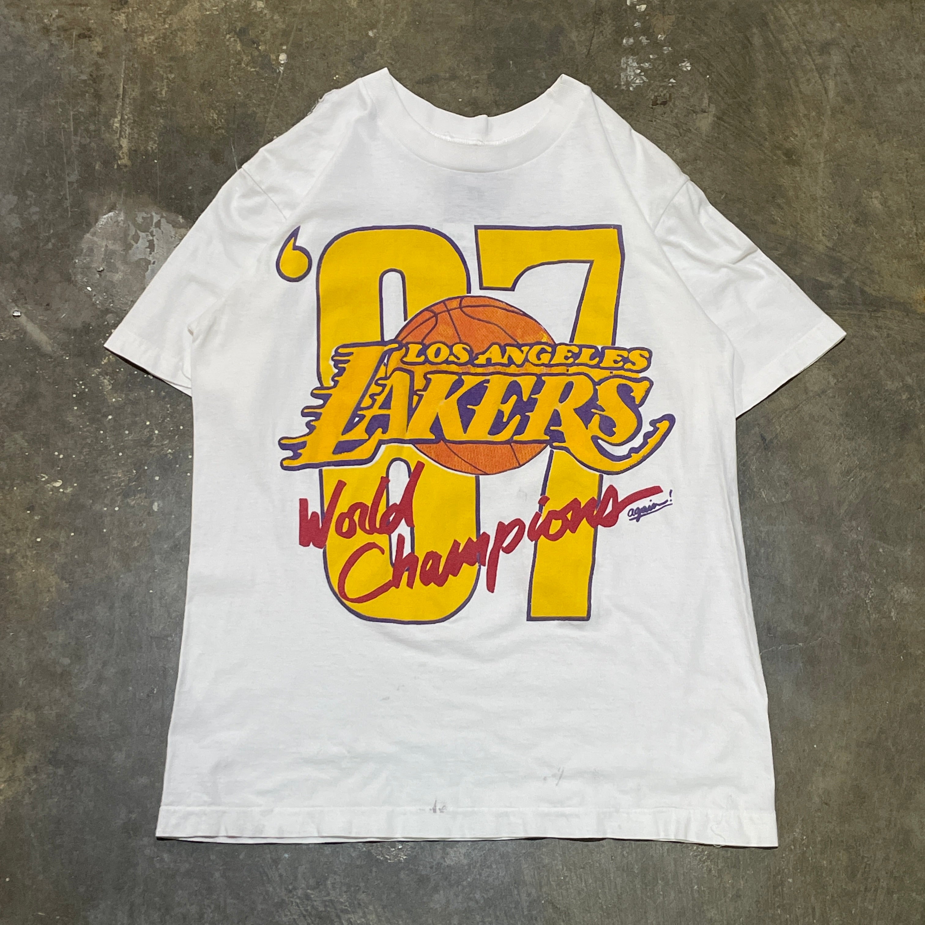 White 1987 Los Angeles Lakers World Champions Again Tee