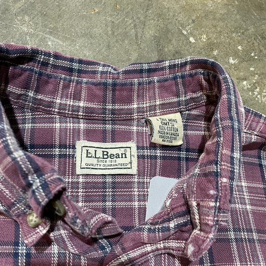 LL Bean Faded Red Plaid Button Down