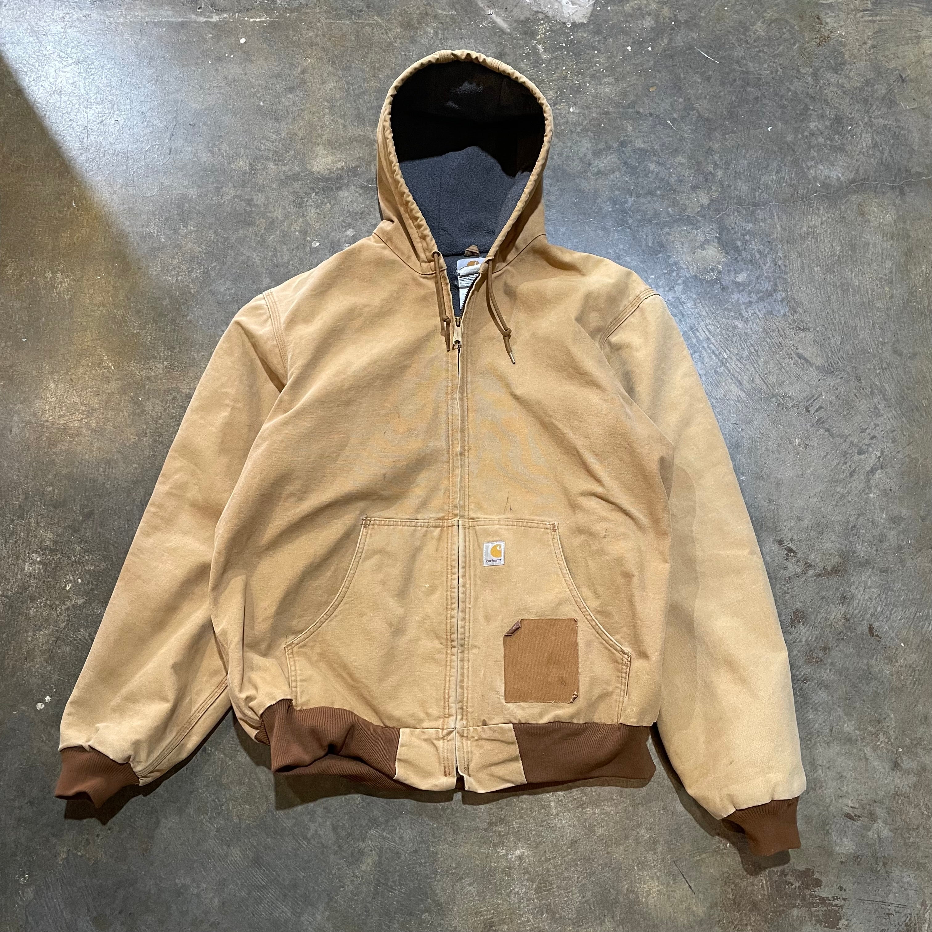Tan Carhartt Fleece Lined hooded Jacket1 XL
