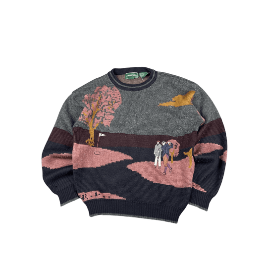 Chartwell Golf Scene Sweater - Gray/Navy/Maroon (XL)