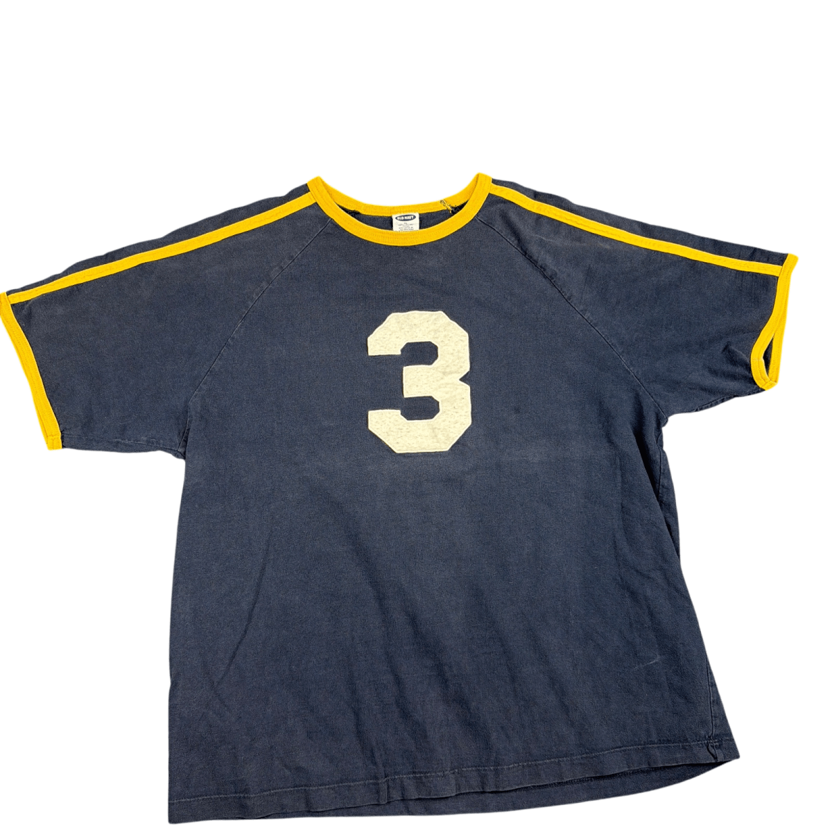 Old Navy Number 3 Ringer Tee - Navy Blue with Yellow (XL)