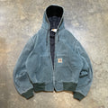 Green Carhartt Zip-Up Hooded Jacket Broken Zipper