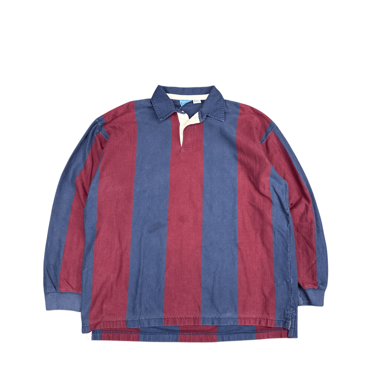 SkyDyed Denim Rugby Shirt - Navy Blue & Burgundy (L)