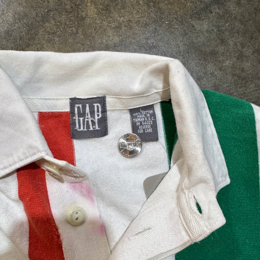 GAP Red/White/Green Vertical Striped Rugby