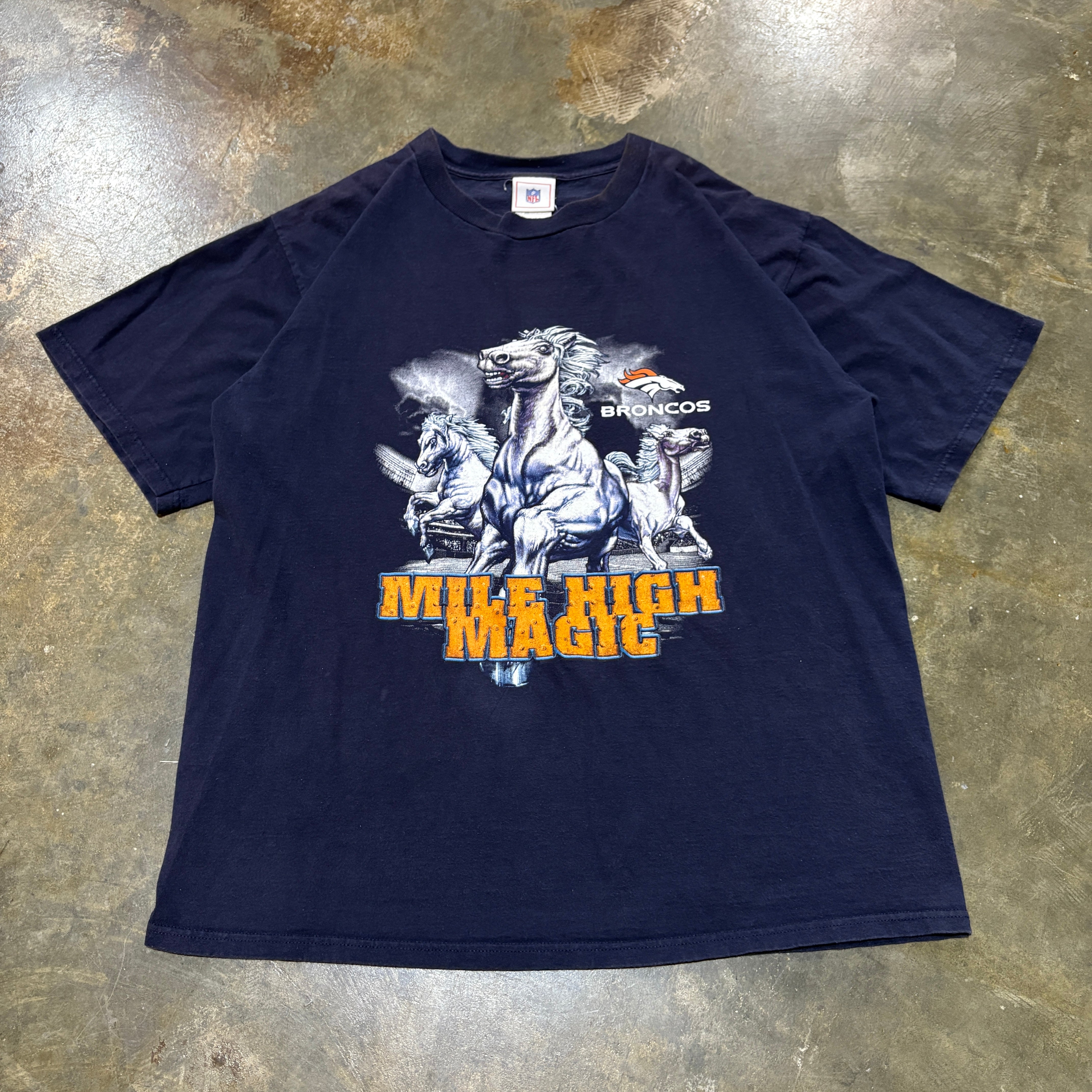 Navy Broncos Mile High Magic Tee