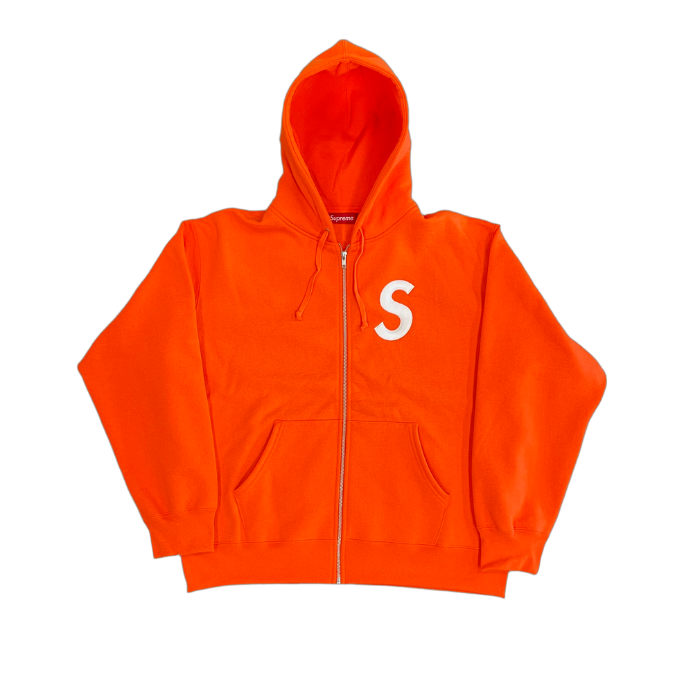 Supreme S Logo Zip Up Sweatshirt Bright Orange