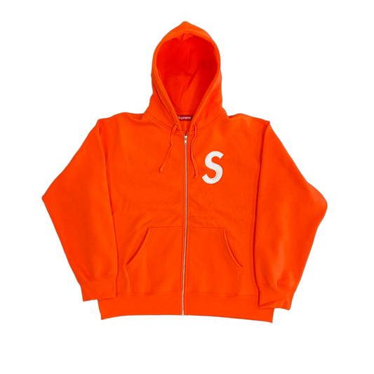 Supreme S Logo Zip Up Sweatshirt Bright Orange