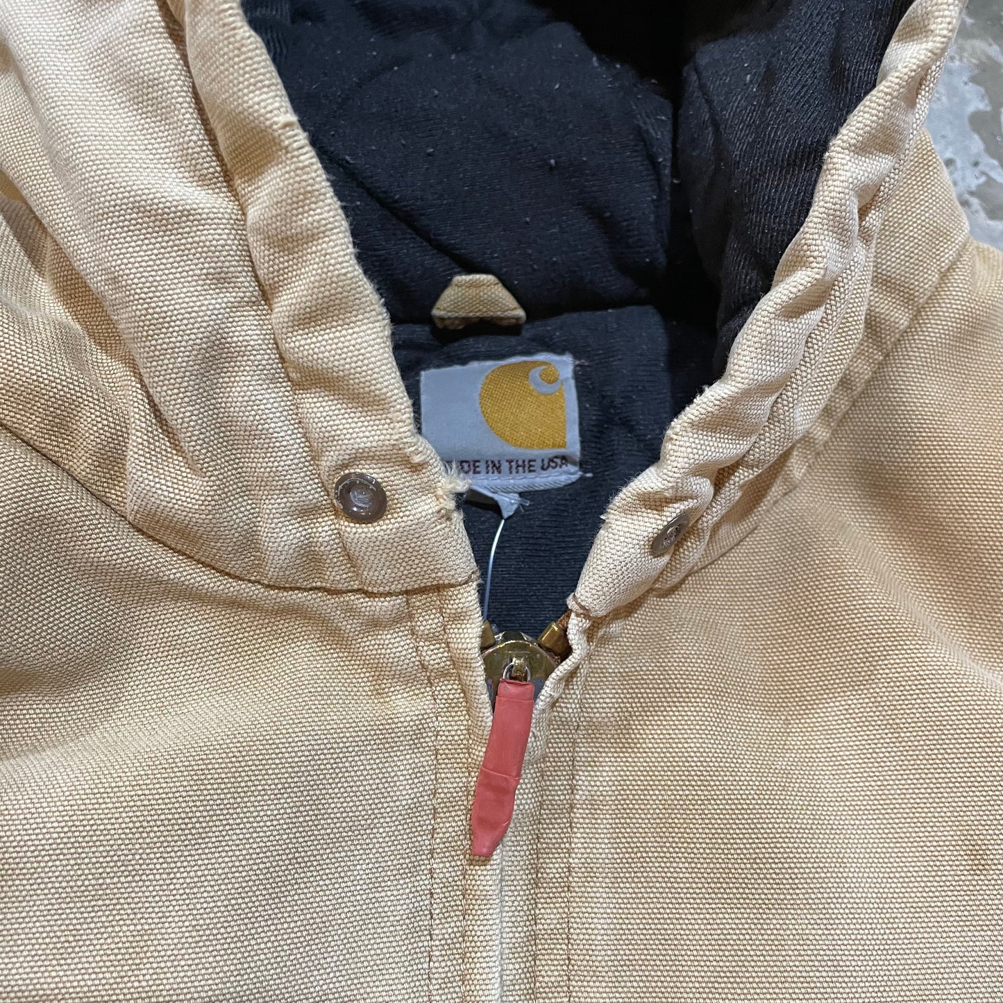 Carhartt J130 Tan Distresed Hooded Work Jacket 3