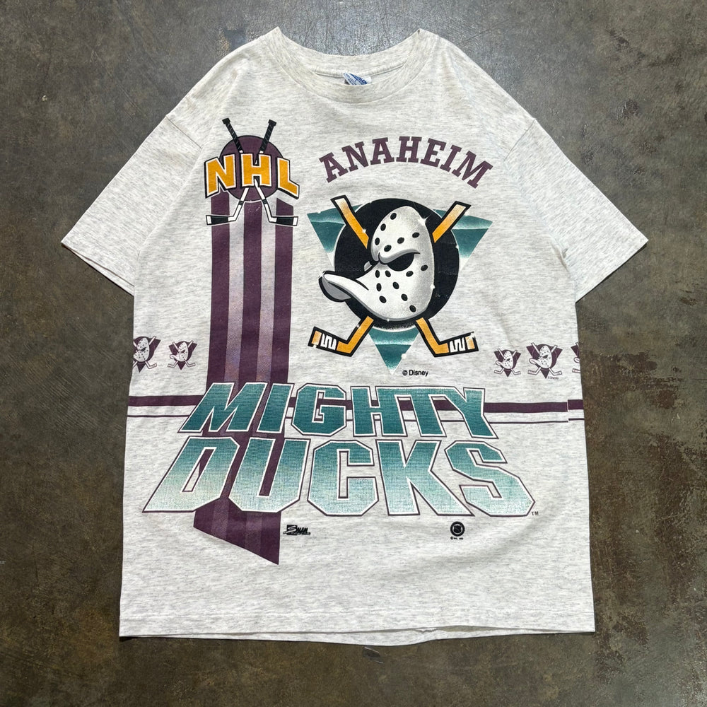 Grey 1993 NHL Anaheim Mighty Ducks Salem Wrap Around AOP Tee