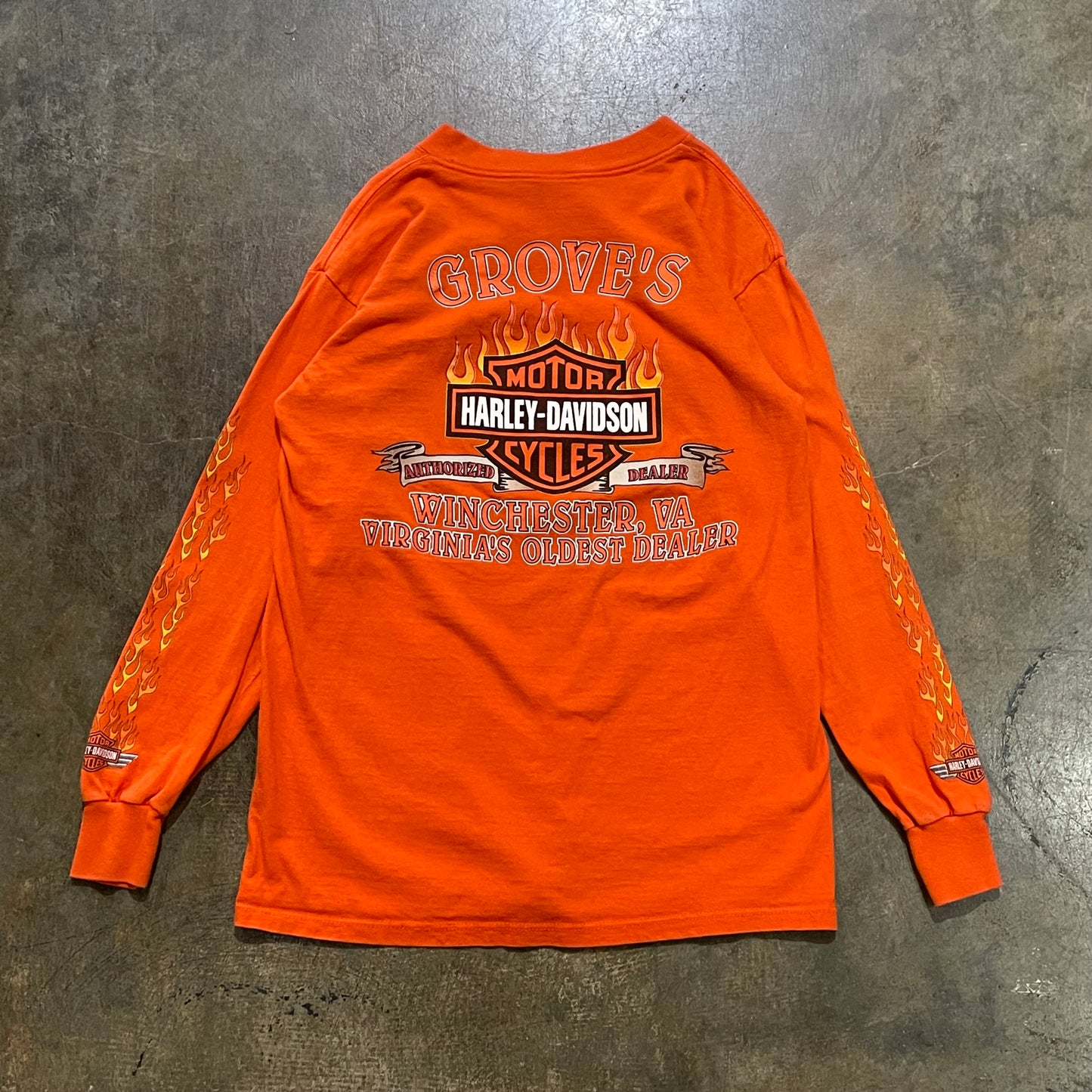 Orange Harley Flame LS Tee