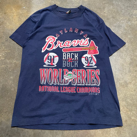 Atlanta Braves Back 2 Back World Series Champs Navy tee