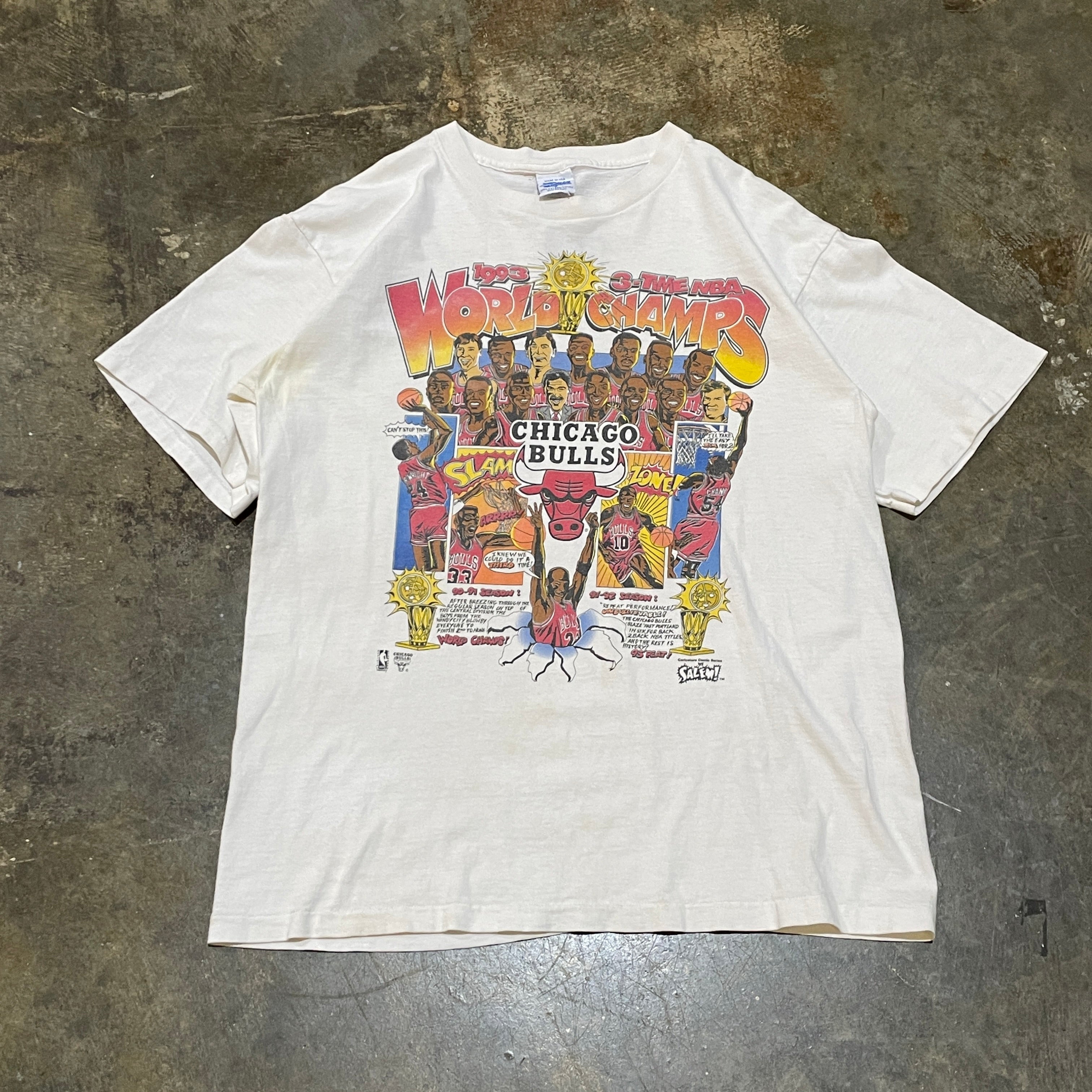 White Salem Chicago Bulls 3 Time World Champs Tee