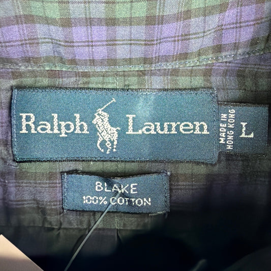 Ralph Lauren Blake Plaid Button-Up - Green and Purple (L)