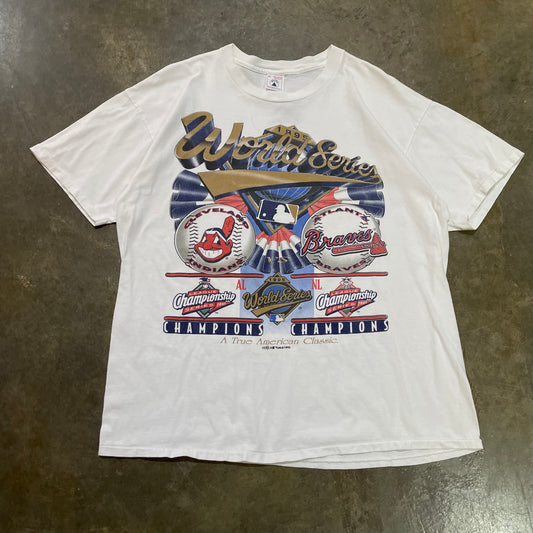 White 1995 World Series Braves Indians A True American Classic Tee