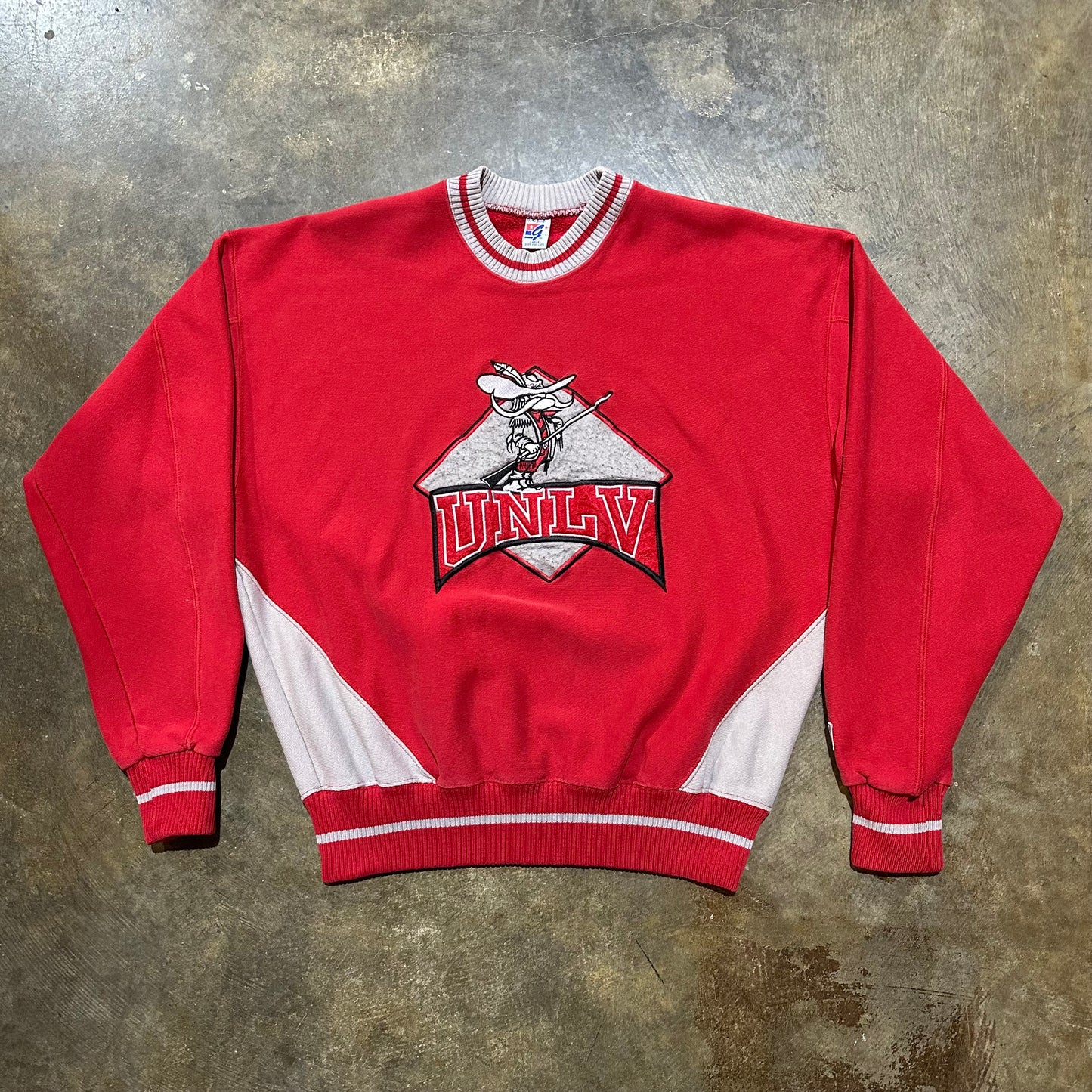 Red UNLV Striped Collar Crew