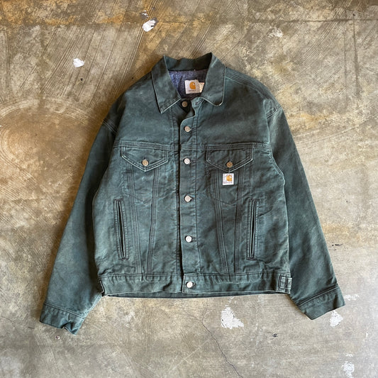 Dark Green Blanket Lined Carhartt Trucker Jacket