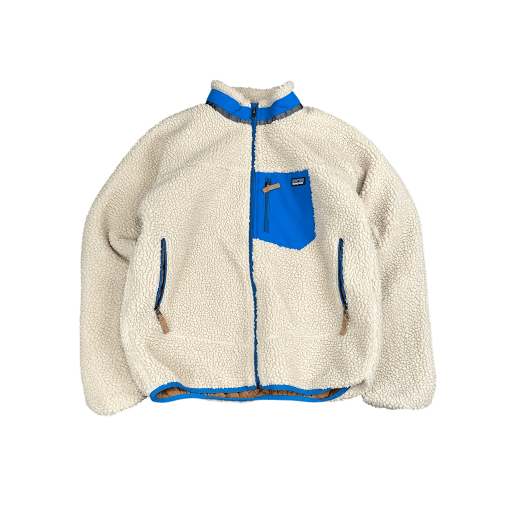Patagonia Fleece Jacket - Cream and Blue (2XL)