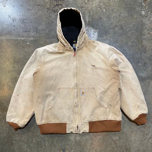 Carhartt J130 Tan Distresed Hooded Work Jacket 3