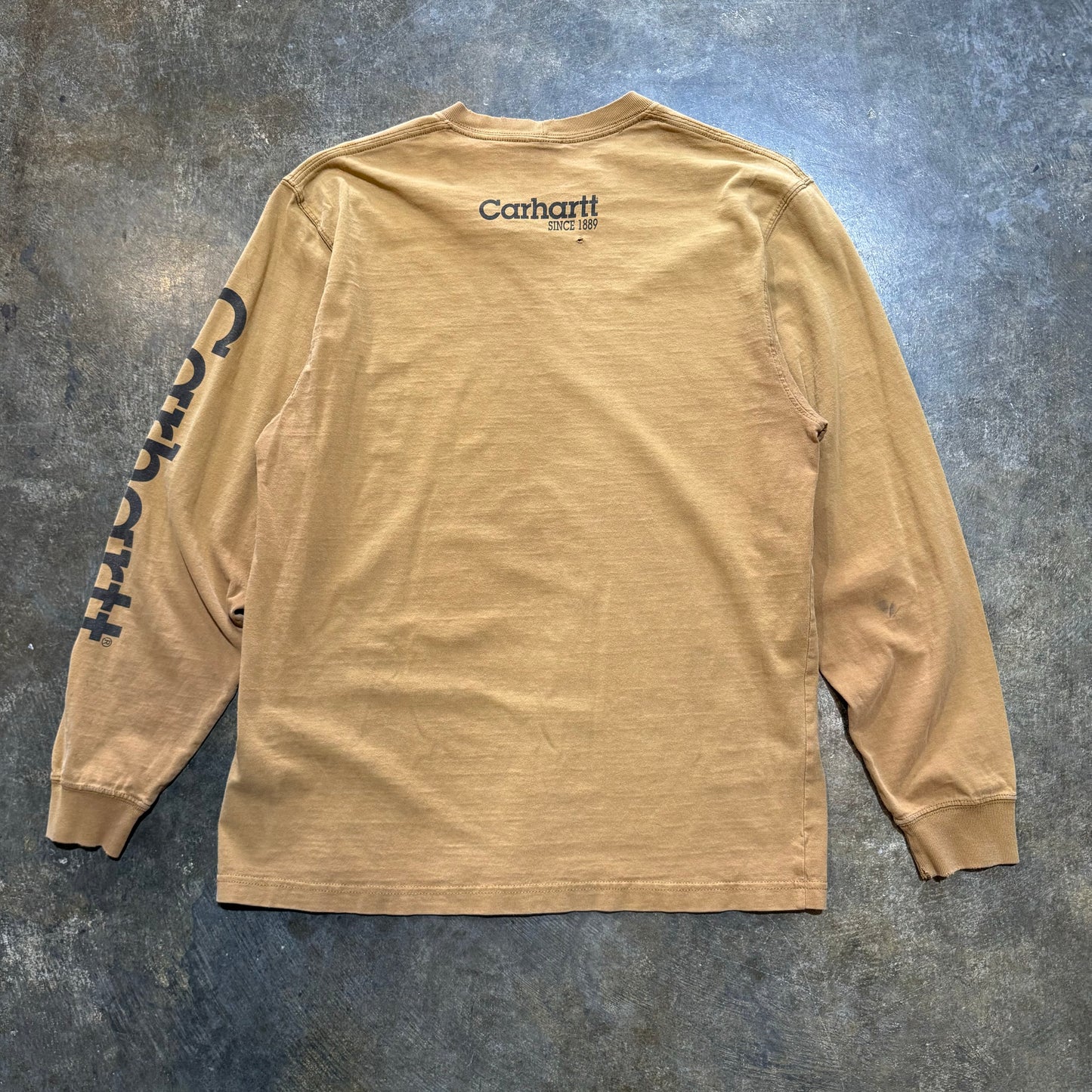 Light Brown Carhartt Lettering on Long Sleeve