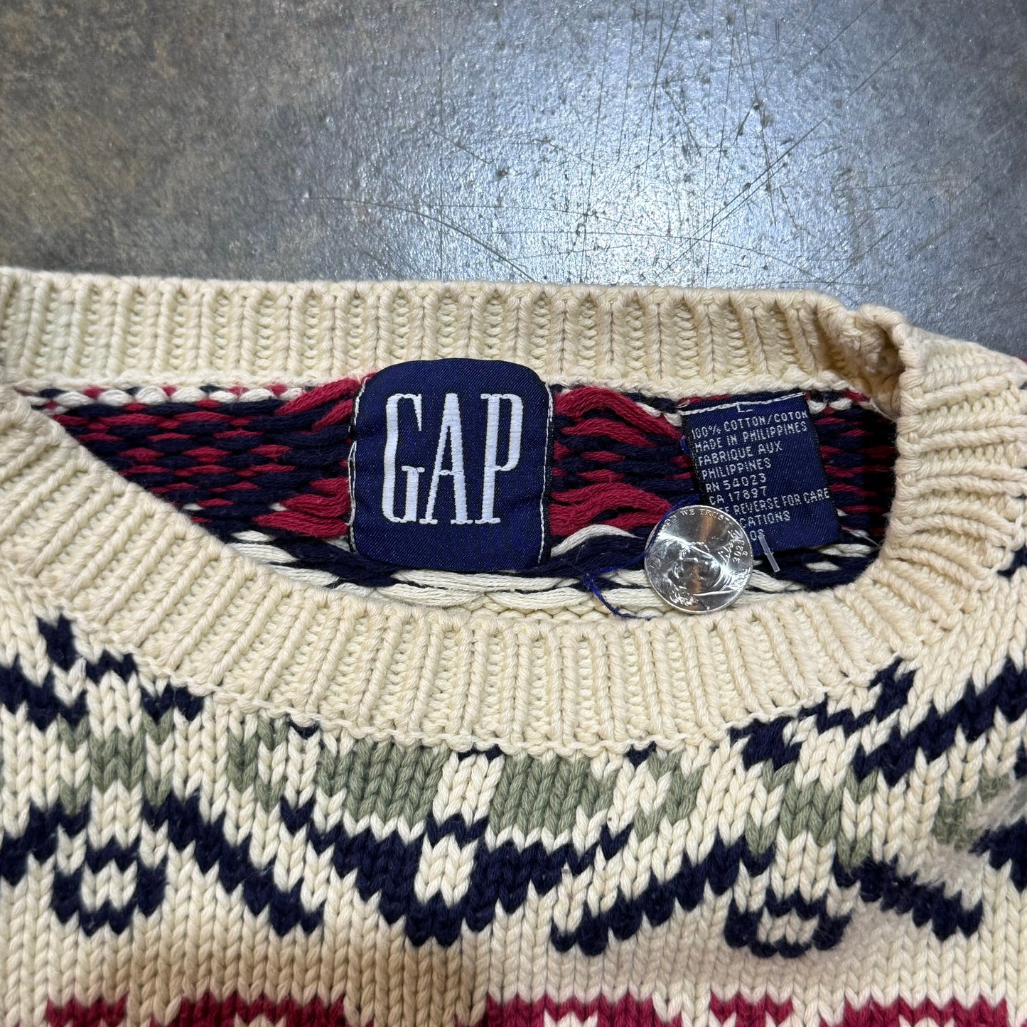 GAP Red/Navy/White Knit Sweater