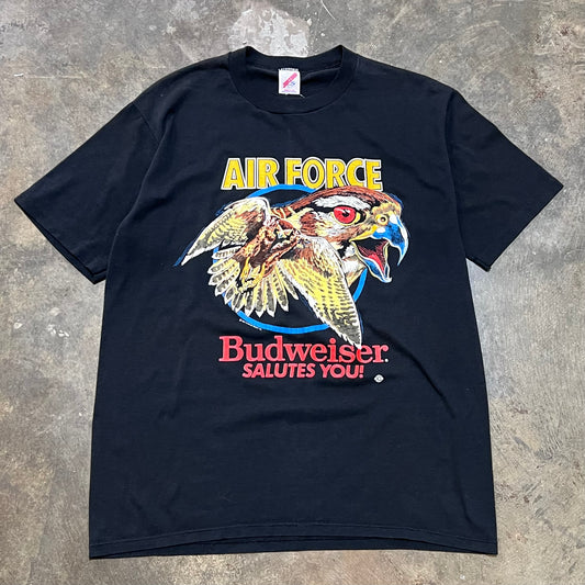 Black Air Force Budweiser Salutes You Tee