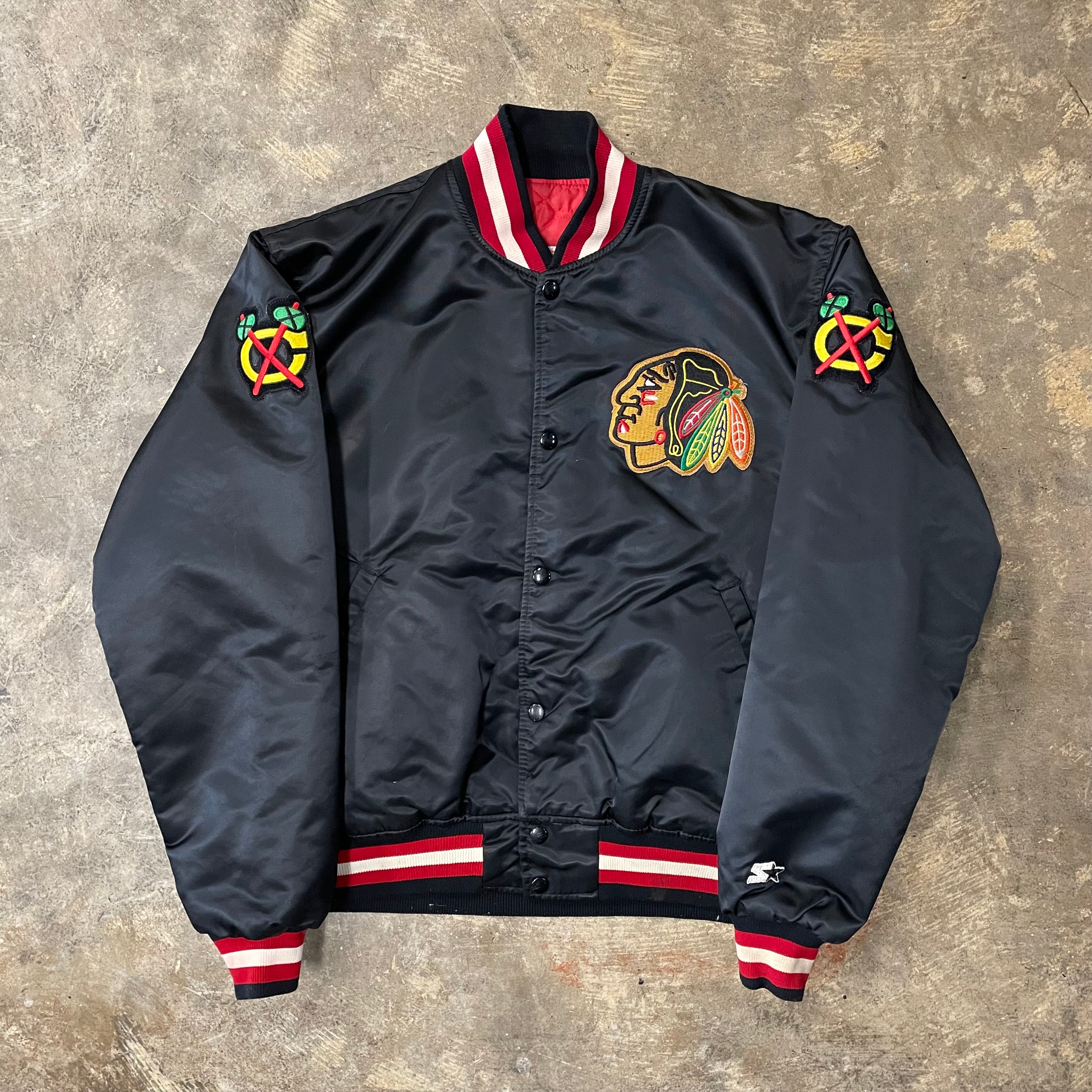 Chicago Blackhawks Black Satin Starter Jacket