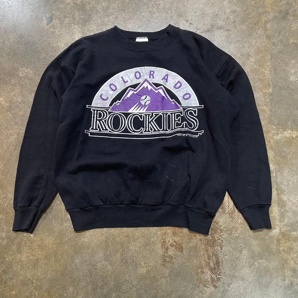 Black 1991 Colorado Rockies Tultex Crew