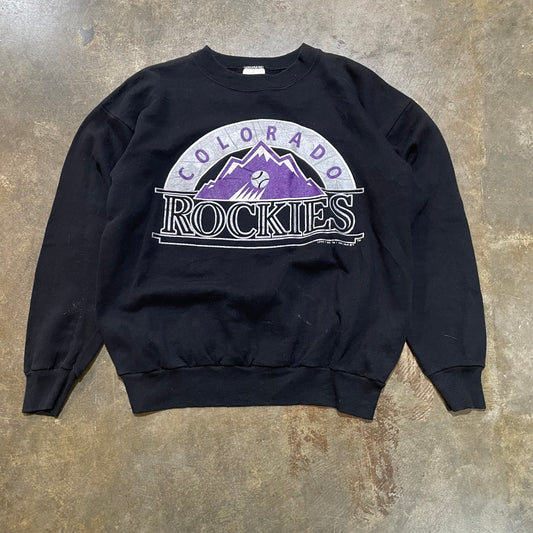 Black 1991 Colorado Rockies Tultex Crew