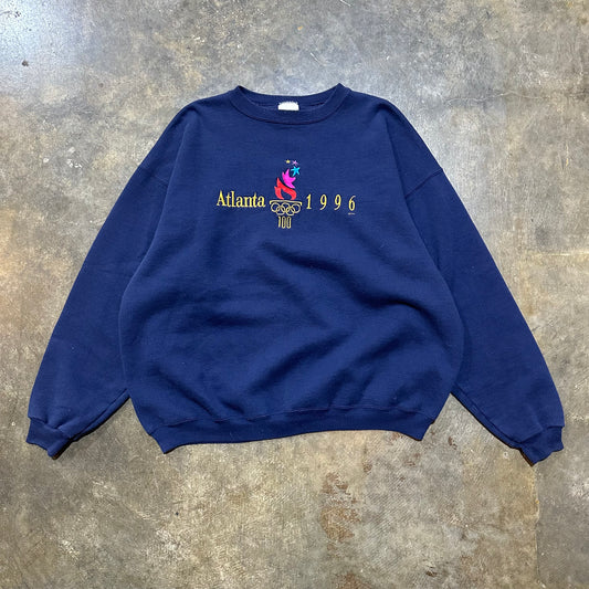 Atlanta 1996 Torch Embroidered Navy Crew