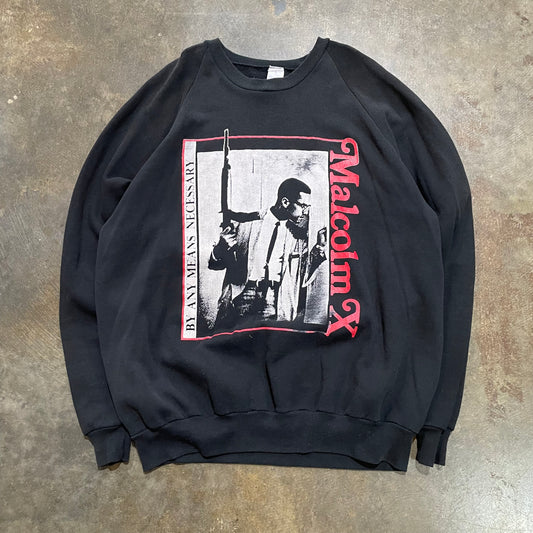 By Any Means Necessary Malcom X Black Crewneck