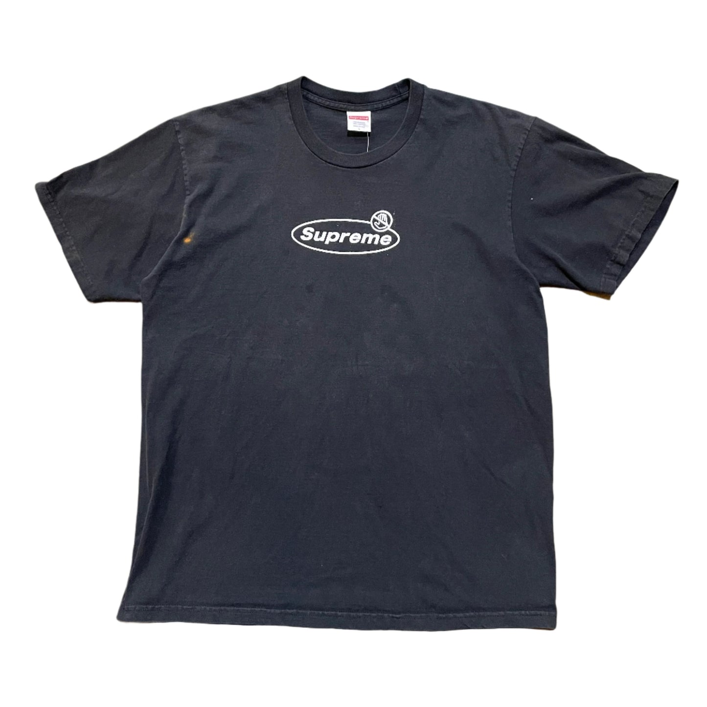 Used Black Supreme Oval Hand Logo Tee