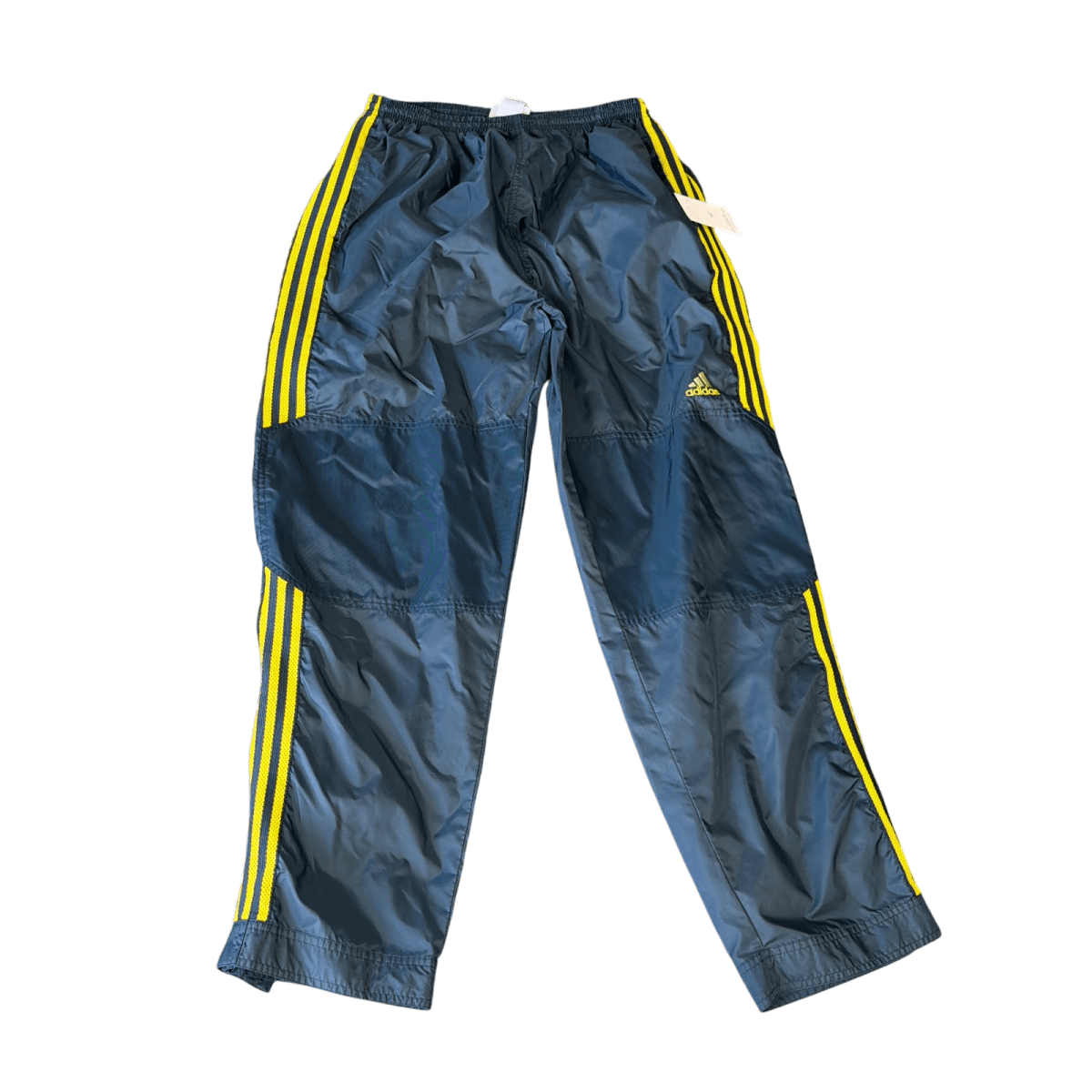 Adidas Nylon Track Pants - Navy Blue with Yellow Stripes (20x30)