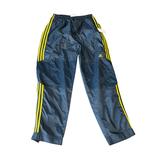 Adidas Nylon Track Pants - Navy Blue with Yellow Stripes (20x30)