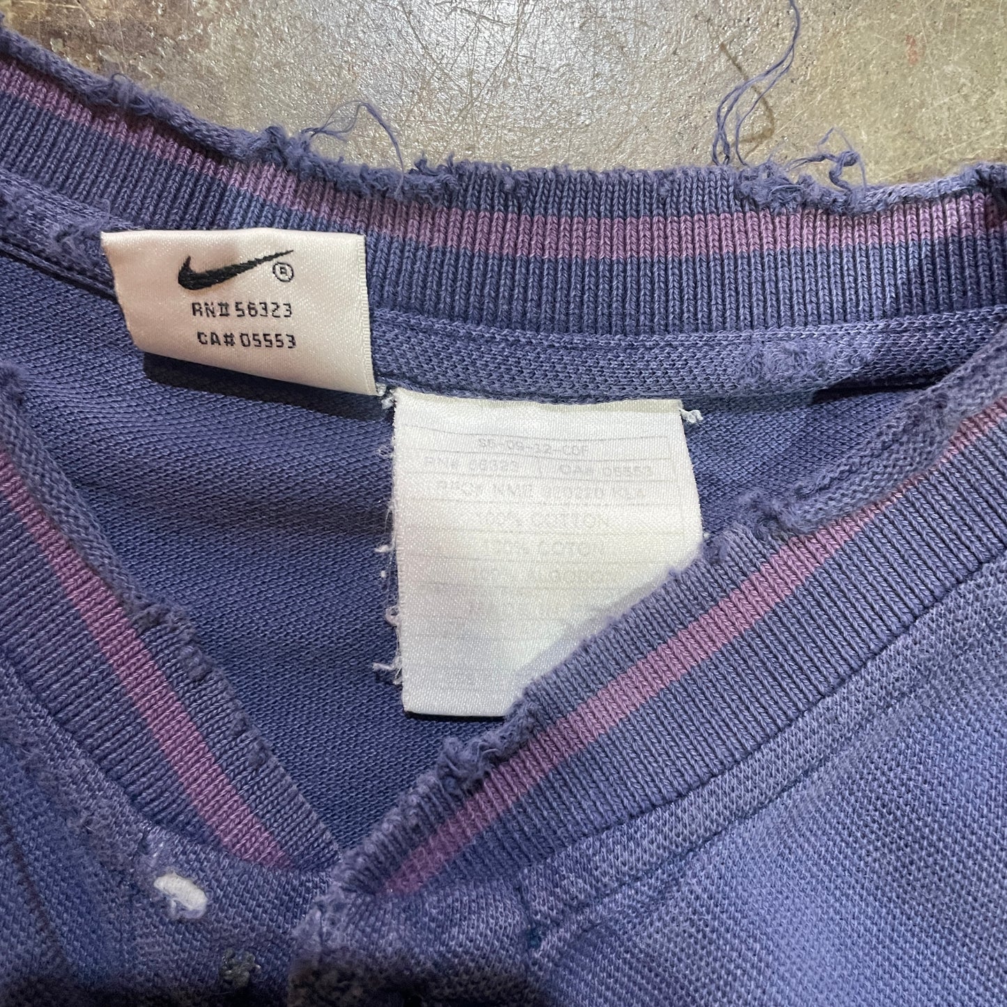 1990s Nike Purple Distressed Henley Tee (XL)