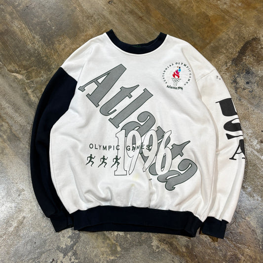 White Atlanta 1996 Olympics Big Print Crew